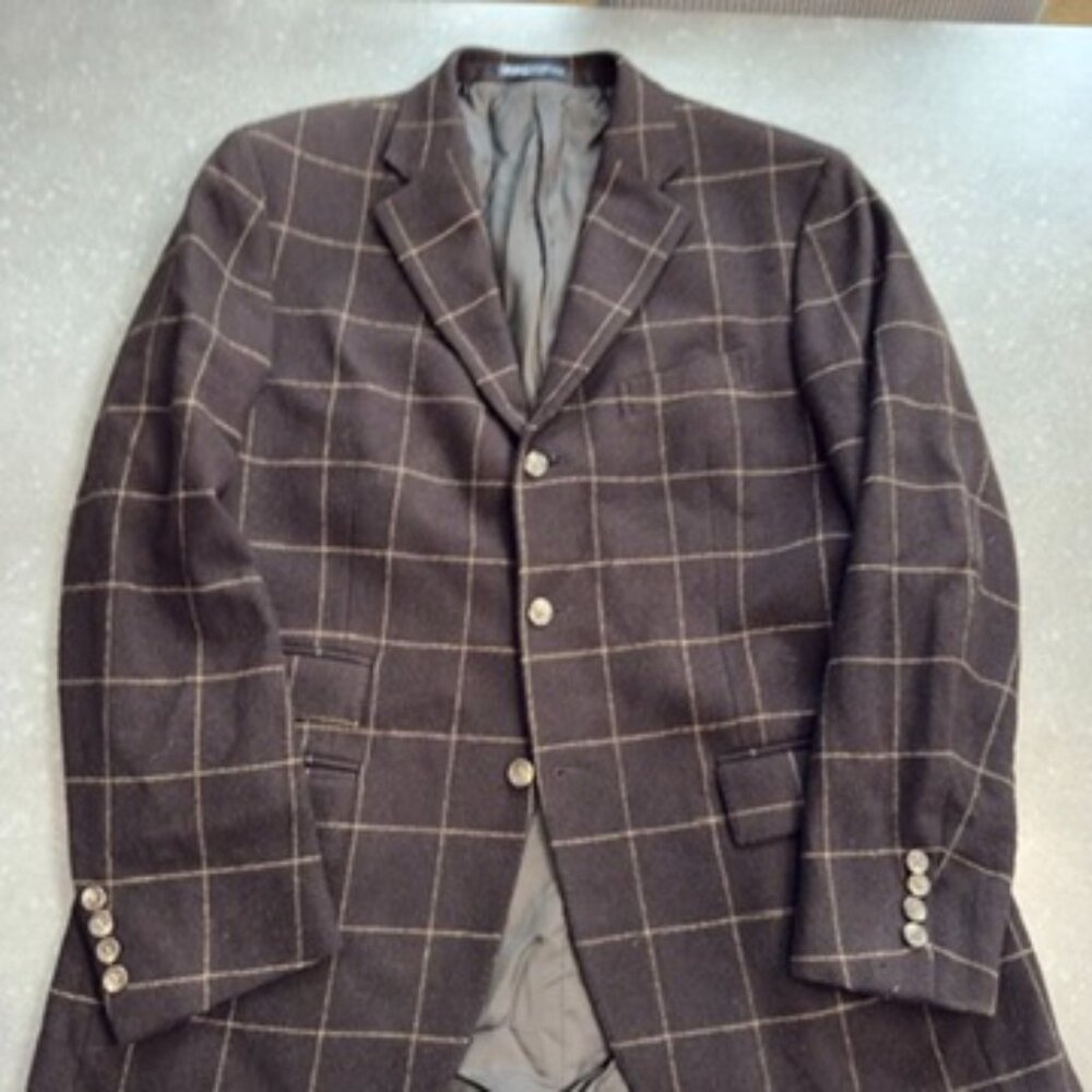 Polo by Ralph Lauren 100% Cashmere Brown Windowpane Blazer – Size 42R - Picture 14 of 16